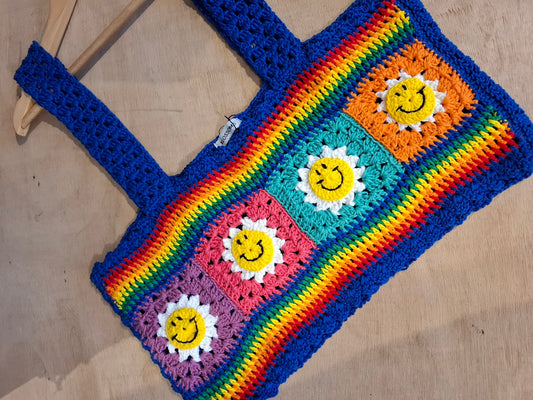 Top Cropped Crochê Smile Azul