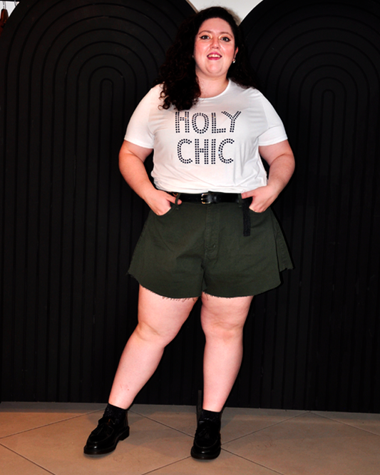 CAMISETA MANGA DOCE HOLY CHIC STRASS BRANCA