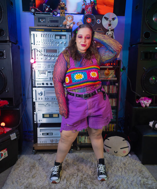 TOP CROPPED CROCHE SMILE LILÁS