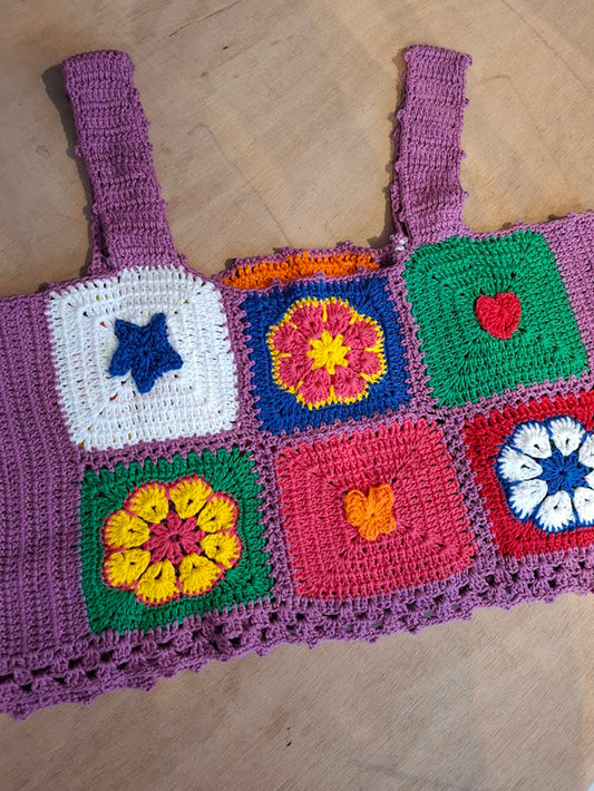 CROPPED CROCHÊ FLORES